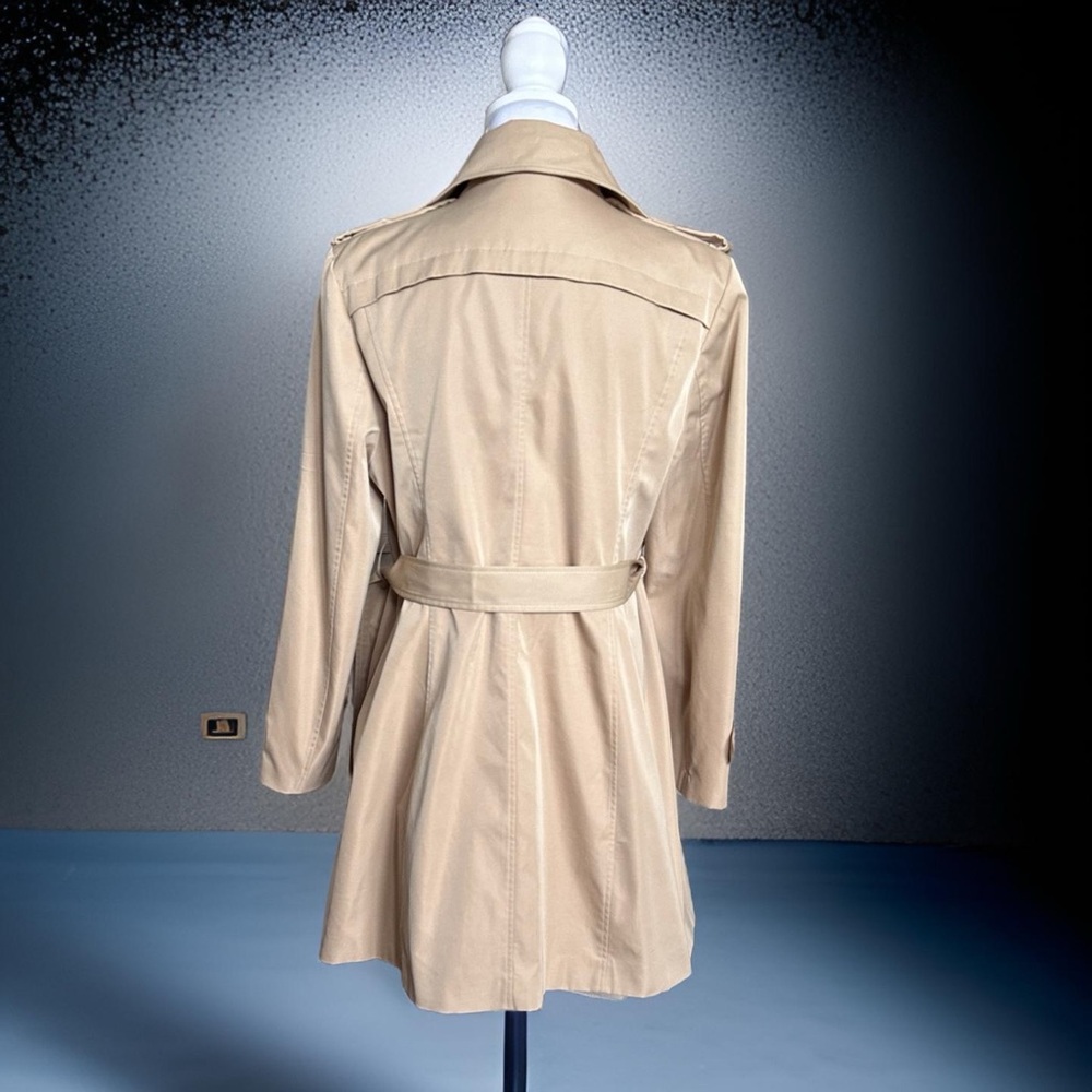 🧥 Farvalue Beige Trenchcoat, large, double breasted, buttons, knee length, belt - Picture 4 of 16